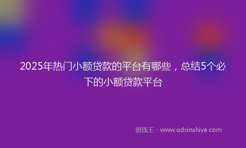 2025年热门小额贷款的平台有哪些，总结5个必下的小额贷款平台