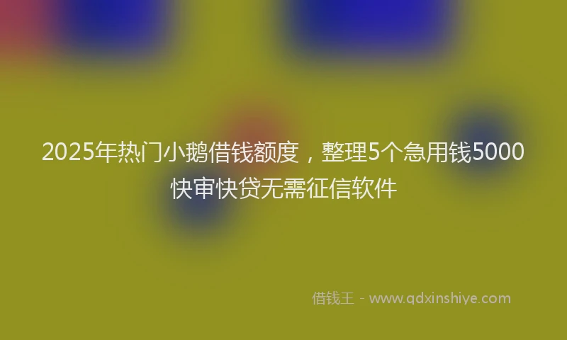 2025年热门小鹅借钱额度，整理5个急用钱5000快审快贷无需征信软件