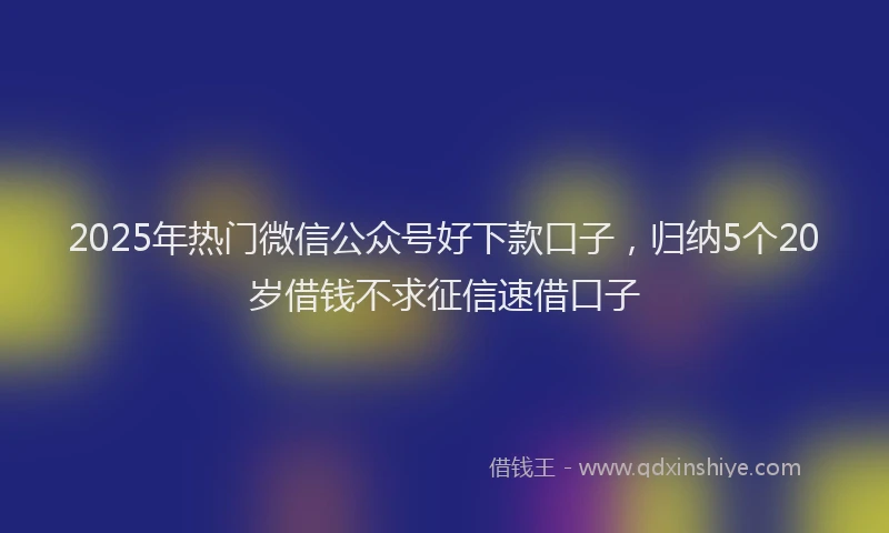 2025年热门微信公众号好下款口子，归纳5个20岁借钱不求征信速借口子