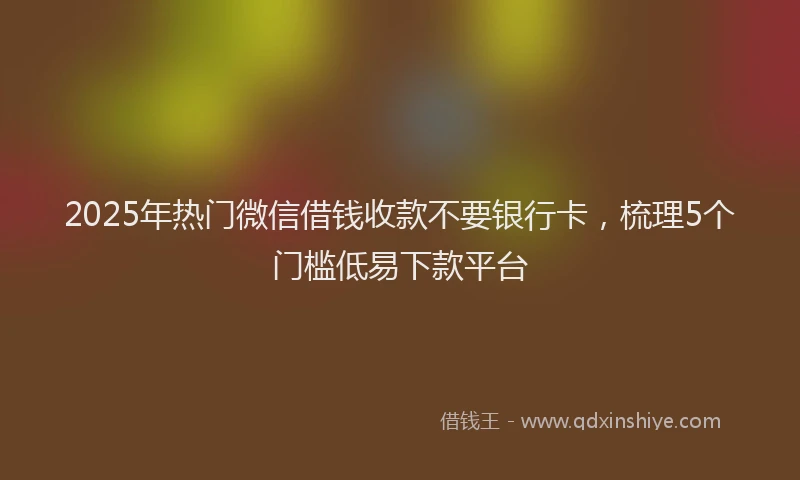 2025年热门微信借钱收款不要银行卡，梳理5个门槛低易下款平台