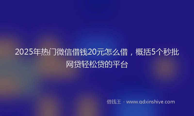 2025年热门微信借钱20元怎么借，概括5个秒批网贷轻松贷的平台