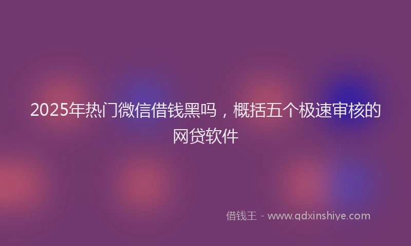 2025年热门微信借钱黑吗，概括五个极速审核的网贷软件