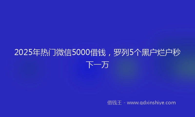 2025年热门微信5000借钱，罗列5个黑户烂户秒下一万