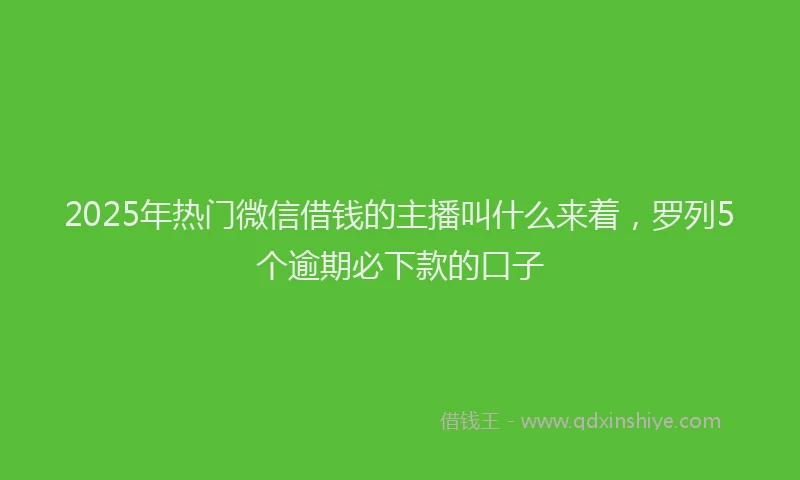 2025年热门微信借钱的主播叫什么来着，罗列5个逾期必下款的口子