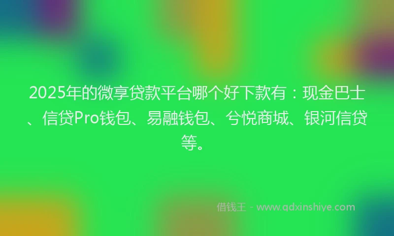 2025年的微享贷款平台哪个好下款有：现金巴士、信贷Pro钱包、易融钱包、兮悦商城、银河信贷等。