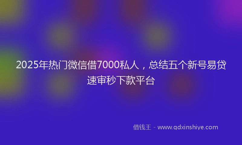 2025年热门微信借7000私人，总结五个新号易贷速审秒下款平台