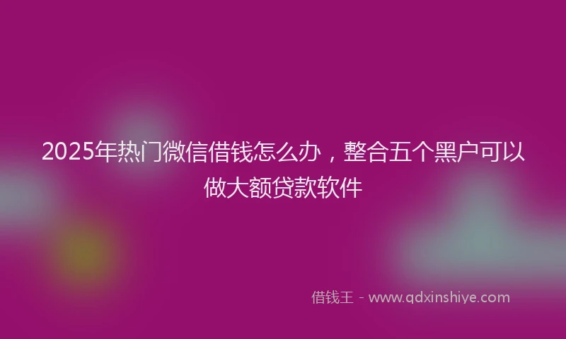 2025年热门微信借钱怎么办,整合五个黑户可以做大额贷款软件