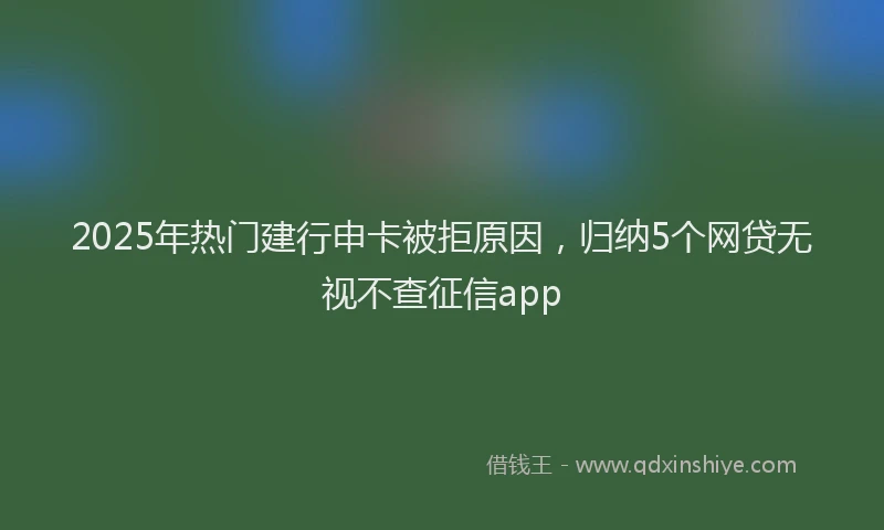 2025年热门建行申卡被拒原因，归纳5个网贷无视不查征信app