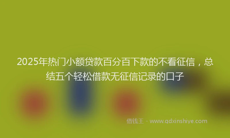 2025年热门小额贷款百分百下款的不看征信，总结五个轻松借款无征信记录的口子