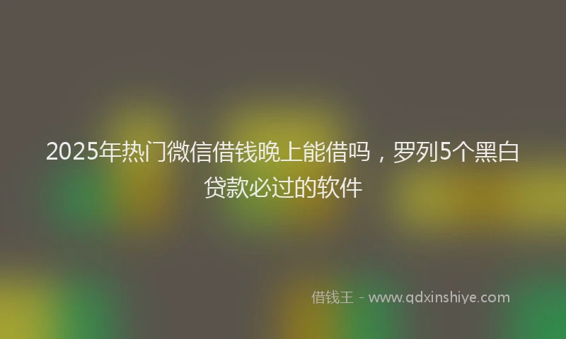 2025年热门微信借钱晚上能借吗，罗列5个黑白贷款必过的软件
