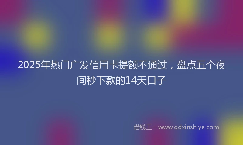 2025年热门广发信用卡提额不通过，盘点五个夜间秒下款的14天口子