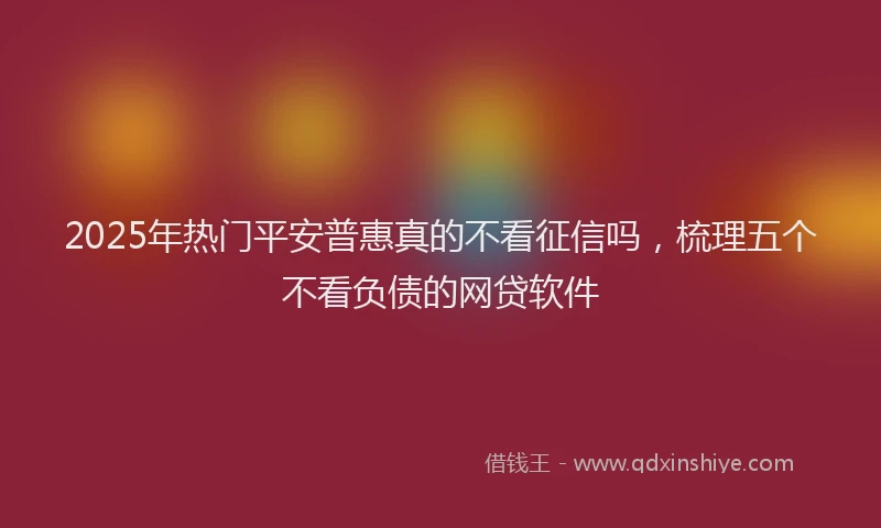 2025年热门平安普惠真的不看征信吗，梳理五个不看负债的网贷软件