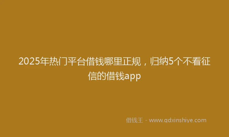 2025年热门平台借钱哪里正规，归纳5个不看征信的借钱app