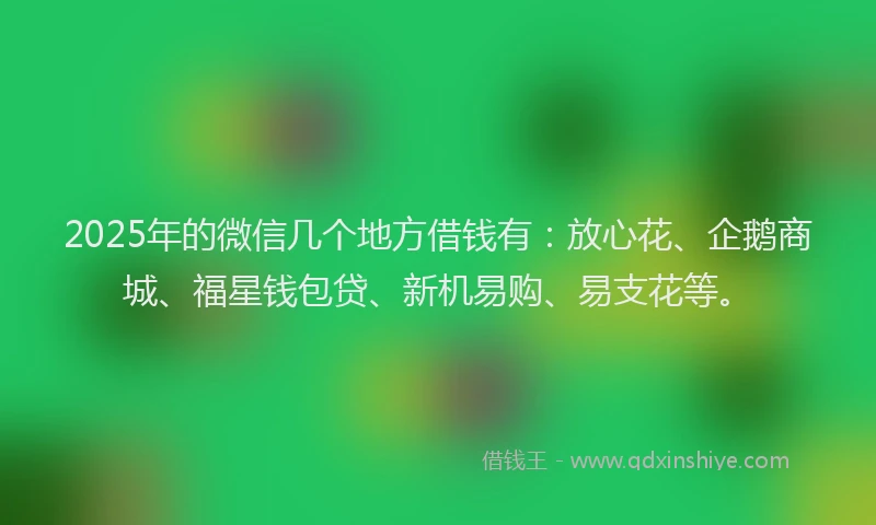 2025年的微信几个地方借钱有：放心花、企鹅商城、福星钱包贷、新机易购、易支花等。