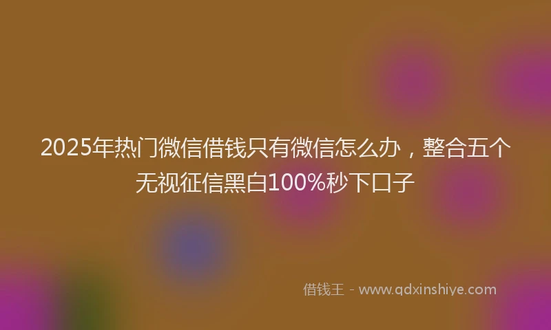 2025年热门微信借钱只有微信怎么办，整合五个无视征信黑白100%秒下口子