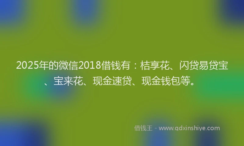 2025年的微信2018借钱有：桔享花、闪贷易贷宝、宝来花、现金速贷、现金钱包等。