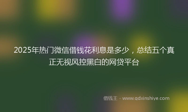2025年热门微信借钱花利息是多少，总结五个真正无视风控黑白的网贷平台