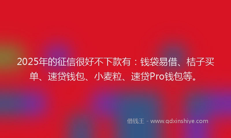 2025年的征信很好不下款有：钱袋易借、桔子买单、速贷钱包、小麦粒、速贷Pro钱包等。