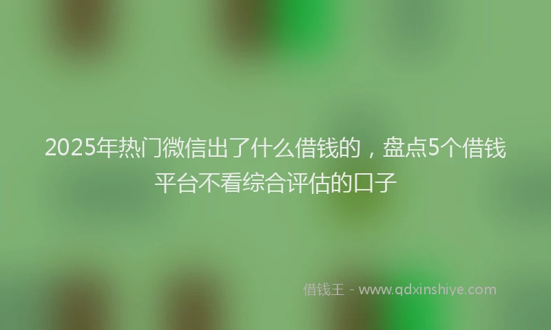 2025年热门微信出了什么借钱的，盘点5个借钱平台不看综合评估的口子