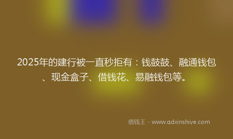 2025年的建行被一直秒拒有：钱鼓鼓、融通钱包、现金盒子、借钱花、易融钱包等。