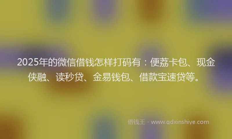2025年的微信借钱怎样打码有：便荔卡包、现金侠融、读秒贷、金易钱包、借款宝速贷等。