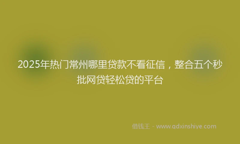 2025年热门常州哪里贷款不看征信，整合五个秒批网贷轻松贷的平台