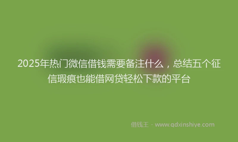 2025年热门微信借钱需要备注什么，总结五个征信瑕疵也能借网贷轻松下款的平台