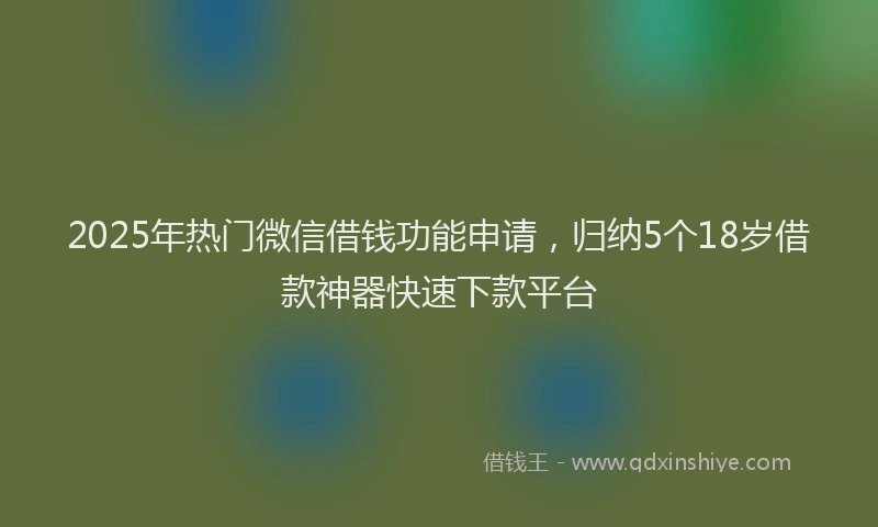 2025年热门微信借钱功能申请，归纳5个18岁借款神器快速下款平台