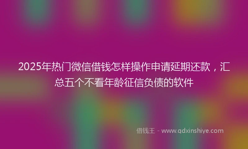 2025年热门微信借钱怎样操作申请延期还款，汇总五个不看年龄征信负债的软件