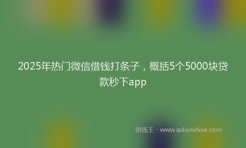 2025年热门微信借钱打条子，概括5个5000块贷款秒下app