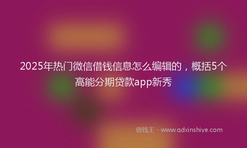 2025年热门微信借钱信息怎么编辑的，概括5个高能分期贷款app新秀