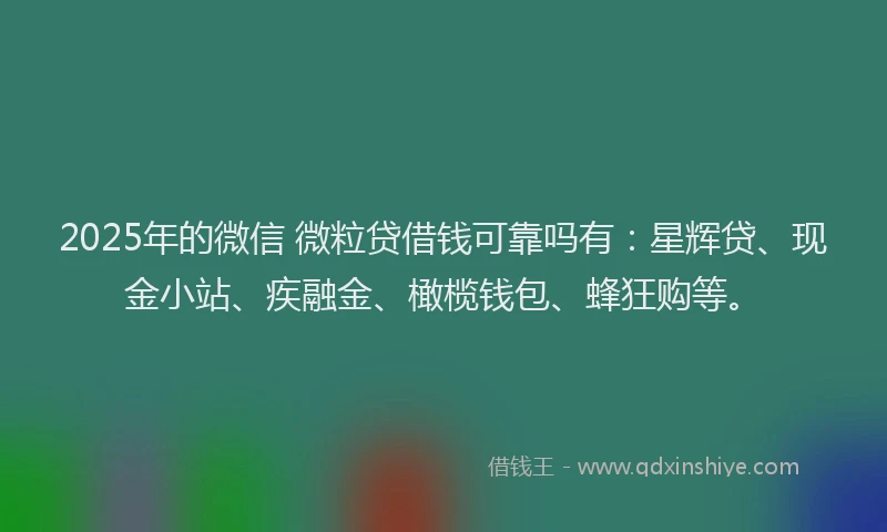 2025年的微信 微粒贷借钱可靠吗有：星辉贷、现金小站、疾融金、橄榄钱包、蜂狂购等。