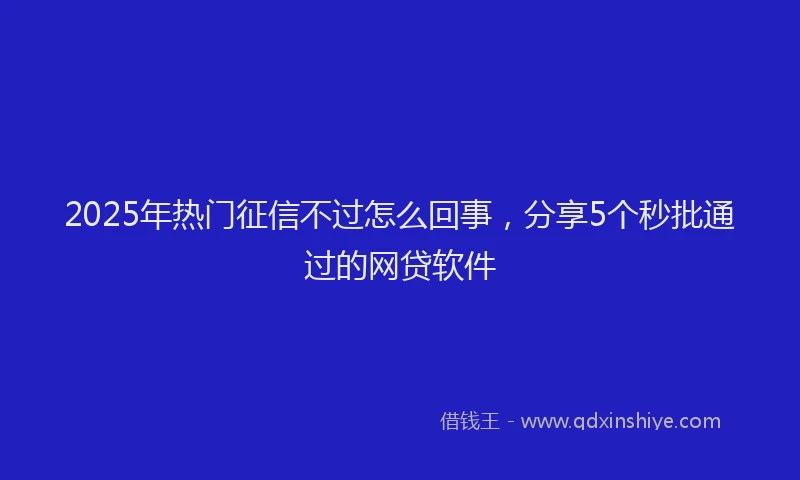 2025年热门征信不过怎么回事，分享5个秒批通过的网贷软件