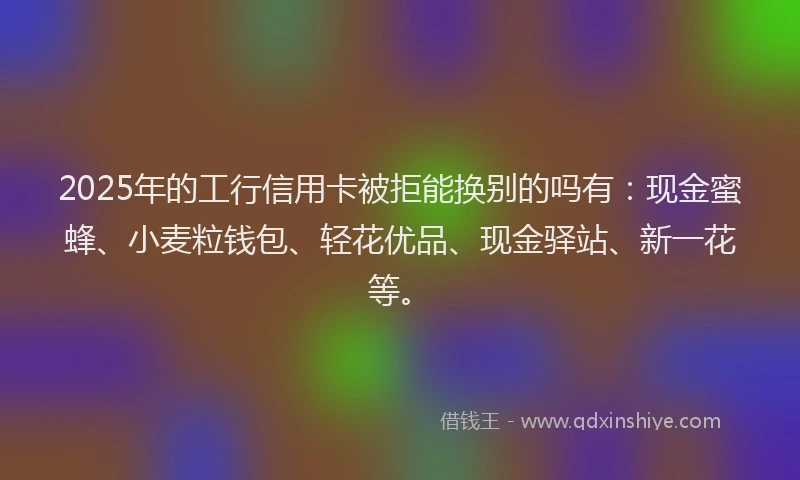 2025年的工行信用卡被拒能换别的吗有：现金蜜蜂、小麦粒钱包、轻花优品、现金驿站、新一花等。