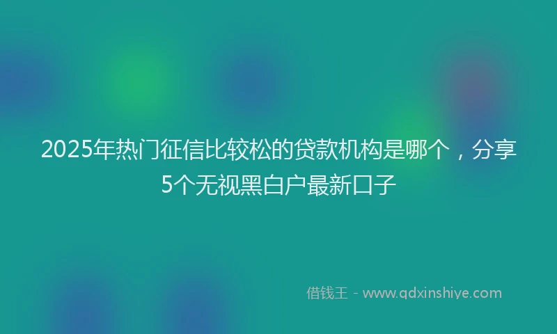 2025年热门征信比较松的贷款机构是哪个，分享5个无视黑白户最新口子