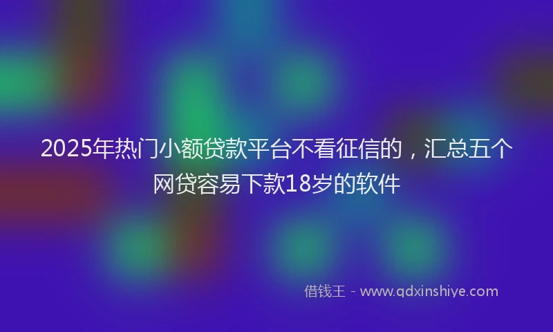 2025年热门小额贷款平台不看征信的，汇总五个网贷容易下款18岁的软件