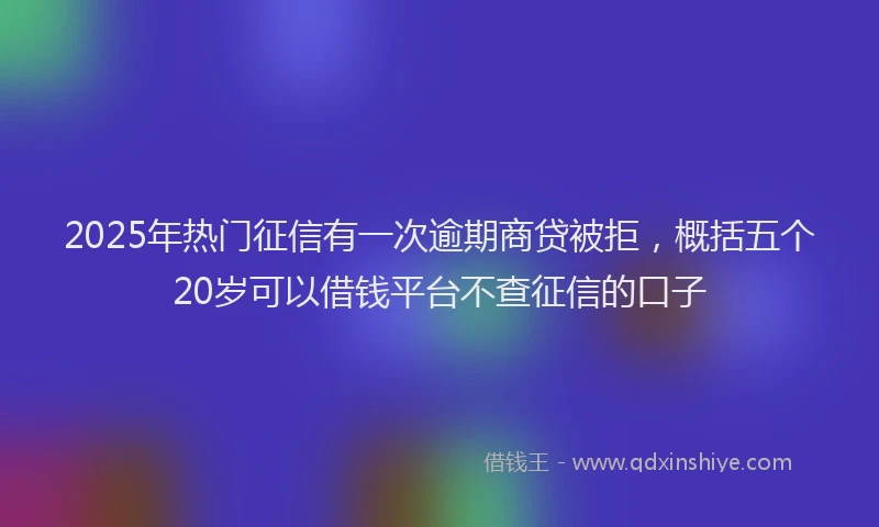 2025年热门征信有一次逾期商贷被拒，概括五个20岁可以借钱平台不查征信的口子