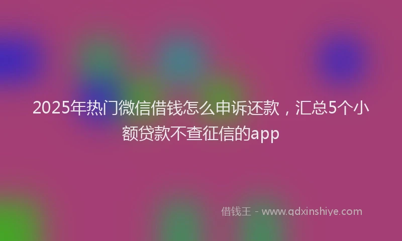2025年热门微信借钱怎么申诉还款，汇总5个小额贷款不查征信的app