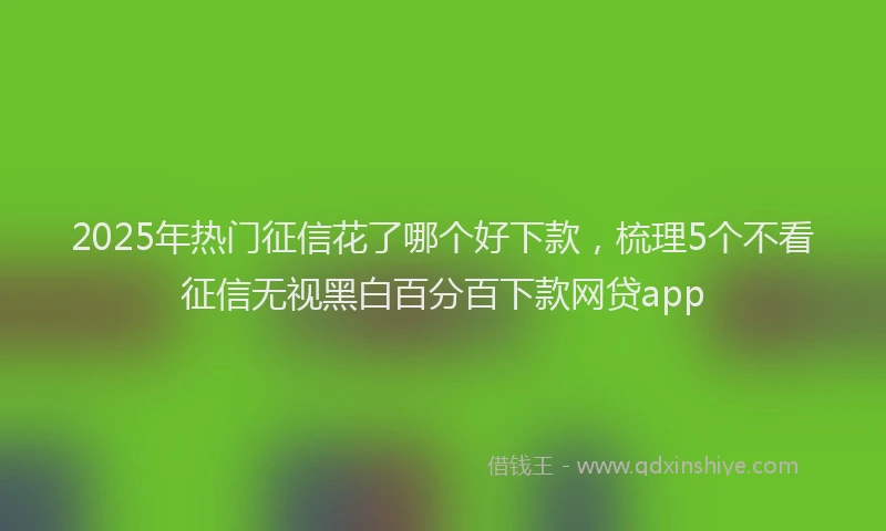 2025年热门征信花了哪个好下款，梳理5个不看征信无视黑白百分百下款网贷app
