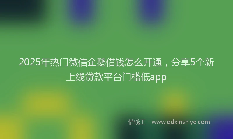 2025年热门微信企鹅借钱怎么开通，分享5个新上线贷款平台门槛低app