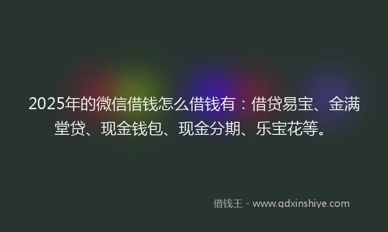 2025年的微信借钱怎么借钱有：借贷易宝、金满堂贷、现金钱包、现金分期、乐宝花等。