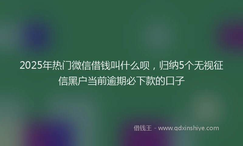 2025年热门微信借钱叫什么呗，归纳5个无视征信黑户当前逾期必下款的口子