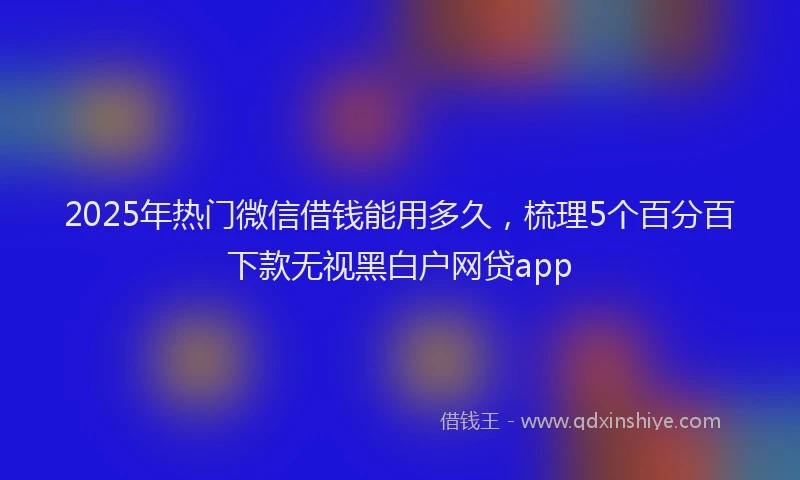 2025年热门微信借钱能用多久，梳理5个百分百下款无视黑白户网贷app