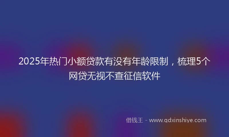 2025年热门小额贷款有没有年龄限制，梳理5个网贷无视不查征信软件