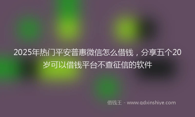 2025年热门平安普惠微信怎么借钱，分享五个20岁可以借钱平台不查征信的软件