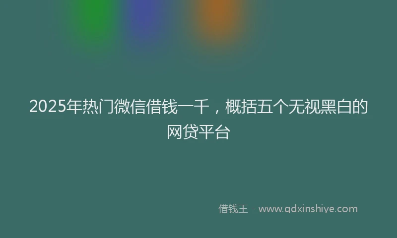 2025年热门微信借钱一千，概括五个无视黑白的网贷平台