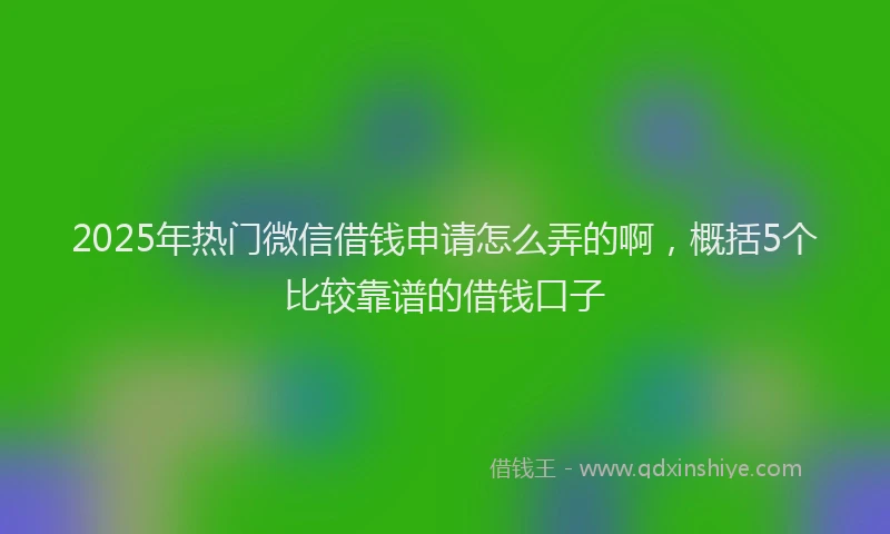 2025年热门微信借钱申请怎么弄的啊，概括5个比较靠谱的借钱口子