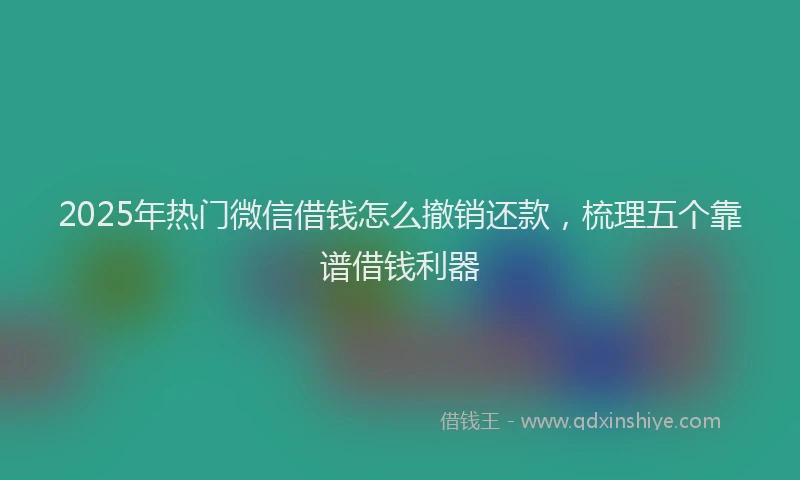 2025年热门微信借钱怎么撤销还款，梳理五个靠谱借钱利器