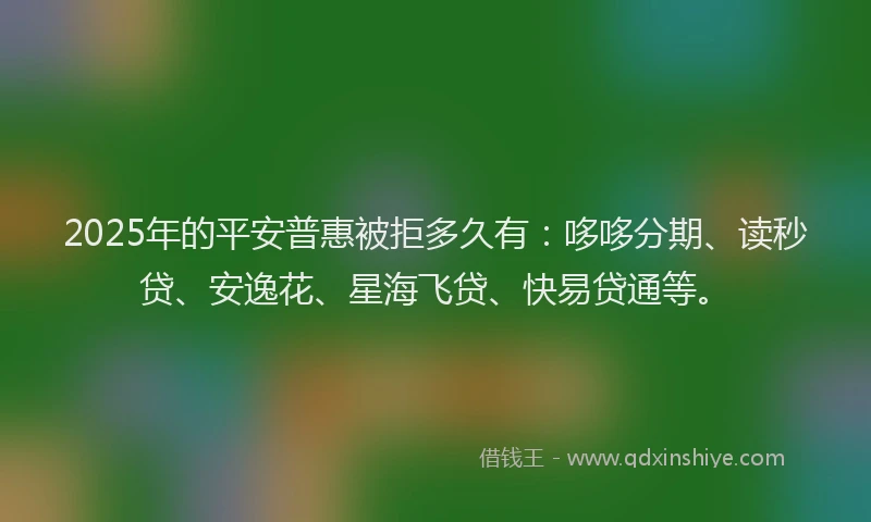 2025年的平安普惠被拒多久有：哆哆分期、读秒贷、安逸花、星海飞贷、快易贷通等。