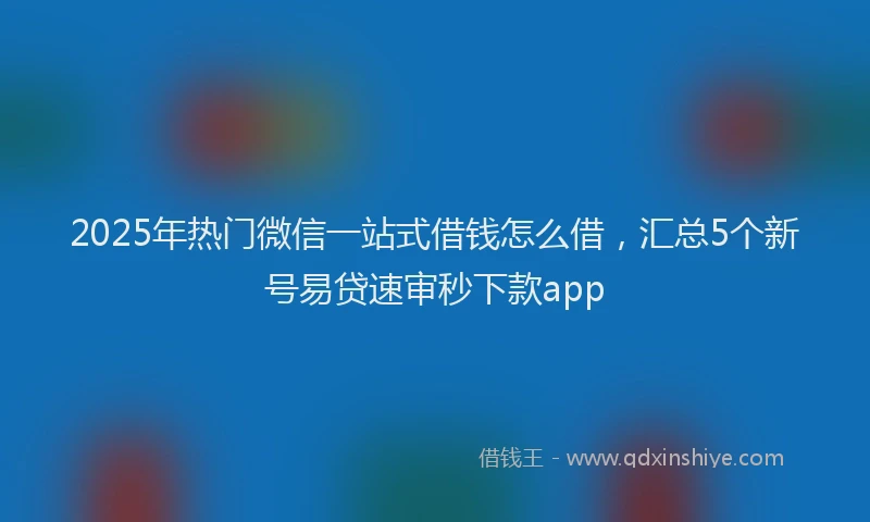 2025年热门微信一站式借钱怎么借，汇总5个新号易贷速审秒下款app